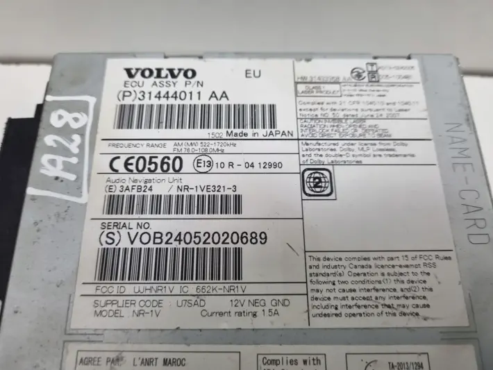 Volvo VOLVO V60 I S60 II V40 II CZYTNIK NAWIGACJI Radio 31444011AA 31444011