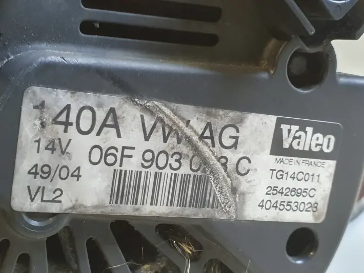 VW Golf V 1.9 TDI ALTERNATOR valeo 06F903023C 140A