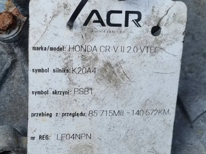 Honda CR-V II CRV 2.0 V-TEC SKRZYNIA BIEGÓW MANUALNA manual PSB1