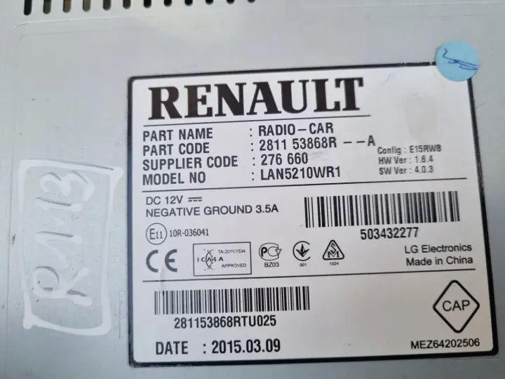 Renault Clio IV WYŚWIETLACZ NAWIGACJI Ekran Radio CD 281153868R
