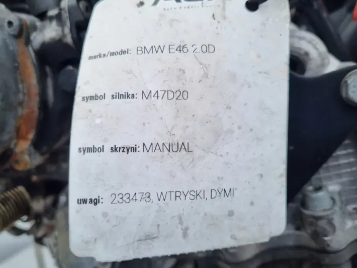 SILNIK KOMPLET BMW E46 2.0 D DIESEL 150KM M47D20 204D4