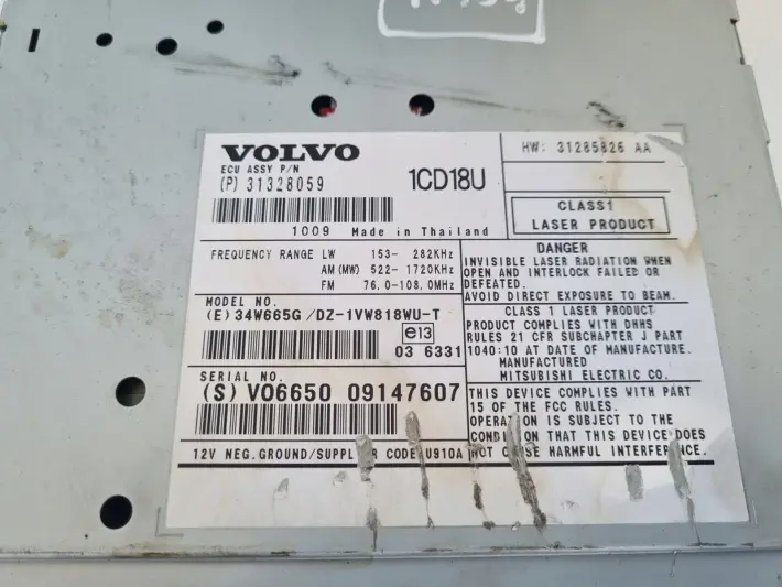 Volvo S40 II V50 RADIO CD radioodtwarzacz CZYTNIK PŁYT 31328059