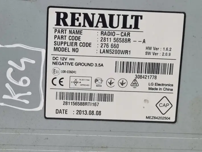 Dacia Duster Sandero RADIO CD NAWIGACJA Ekran wyświetlacz 281156588R