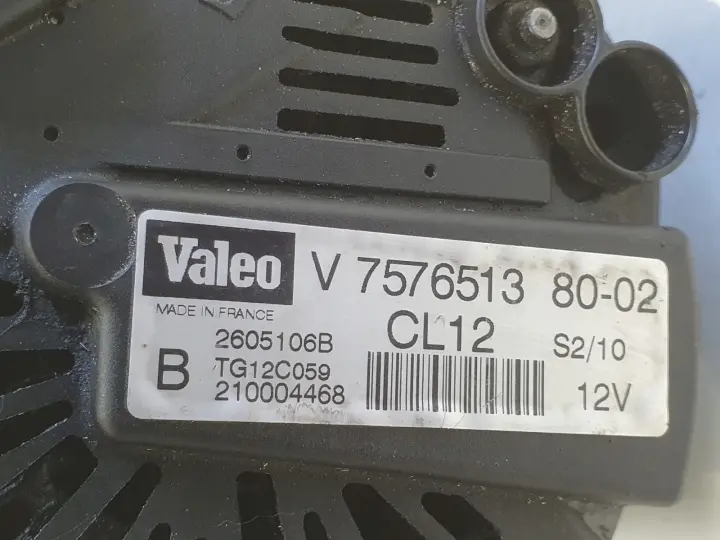 Peugeot 207 1.6 1.4 VTI ALTERNATOR V757651380 valeo 2605106A TG12C059