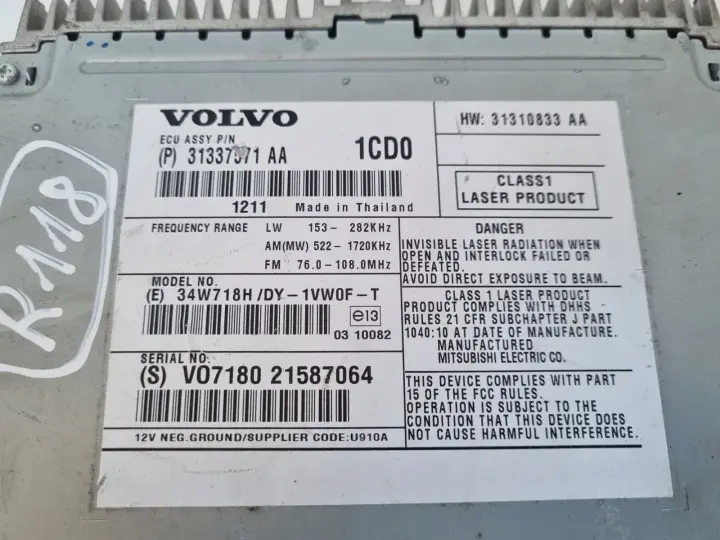 Volvo VOLVO V60 I S60 II XC60 I CZYTNIK NAWIGACJI Radio 31337571AA 31337571