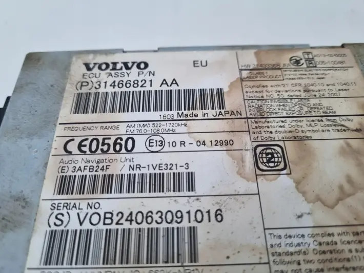 Volvo VOLVO V60 I S60 II V40 II CZYTNIK NAWIGACJI Radio 31466821AA 31466821