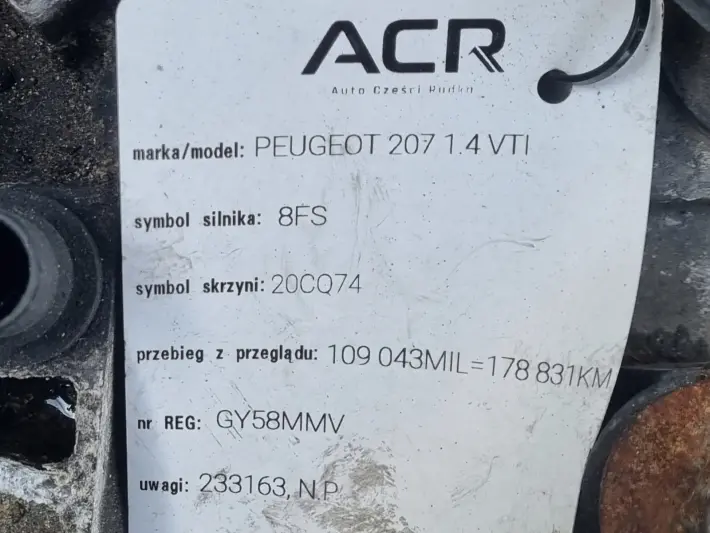 Peugeot 207 1.4 VTI SKRZYNIA BIEGÓW manualna MANUAL 20CQ74