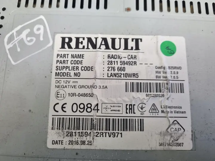 Renault Clio IV WYŚWIETLACZ NAWIGACJI Ekran Radio CD USB 281159492R