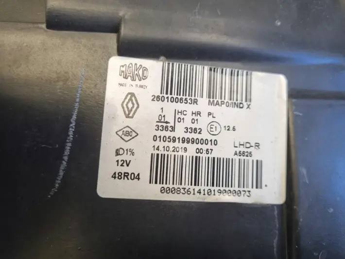 Renault Clio IV 16-20r LIFT PRZEDNIA LAMPA PRAWA PRAWY PRZÓD 260100653R