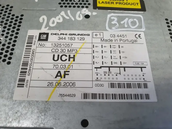 Opel Zafira B Astra H III RADIOODTWARZACZ CD Radio Cd 13251057