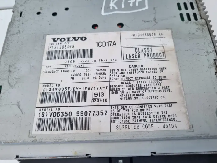 Volvo S40 II V50 RADIO CD radioodtwarzacz CZYTNIK PŁYT 31285448