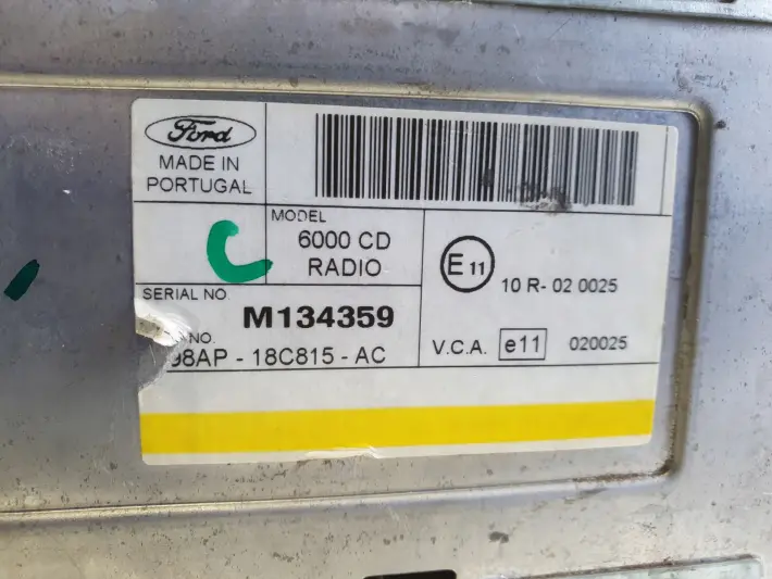 Ford Mondeo mk3 Galaxy RADIOODTWATRZACZ CD radio 6000CD 98AP-18C815-AC