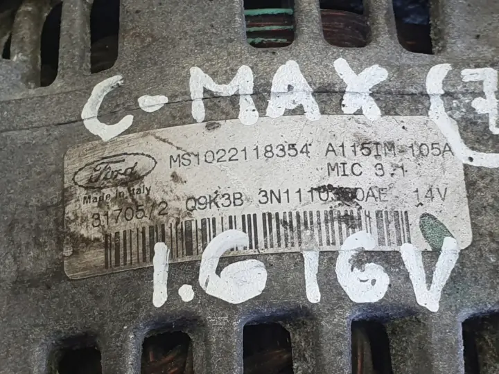 Ford C-MAX 1.6 16V ALTERNATOR 105A MS1022118354 oryginał