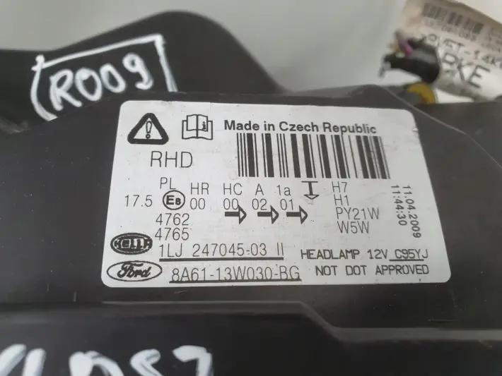 Ford Fiesta Mk6 Mk7 08-12 PRZEDNIA LAMPA LEWA lewy przód anglik 8A61-13W030