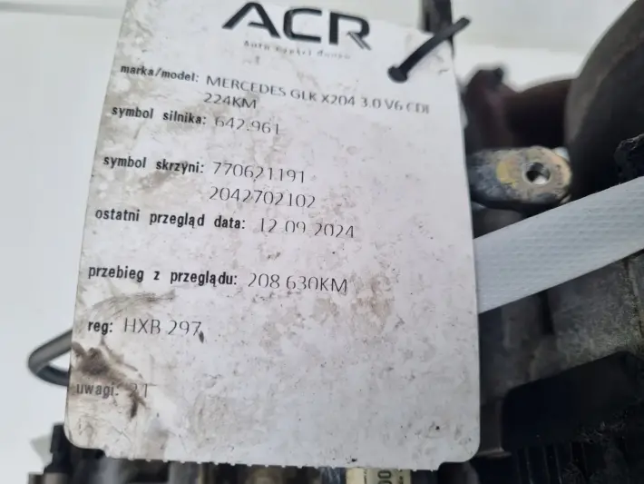 SILNIK KOMPLET Mercedes W204 3.0 V6 CDI 224KM 208tyś 642961 642.961