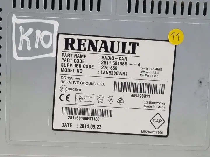 Renault Captur I WYŚWIETLACZ RADIA EKRAN Nawigacji 281150198R