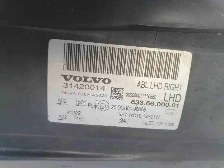 Volvo S80 II V70 III LIFT PRZEDNIA LAMPA PRAWA prawy przód EUROPA 31420014