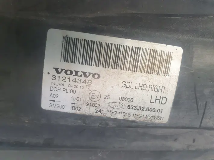 Volvo V70 III XC70 S80 II XENON KOMPLETNA PRZEDNIA LAMPA PRAWA 31214348