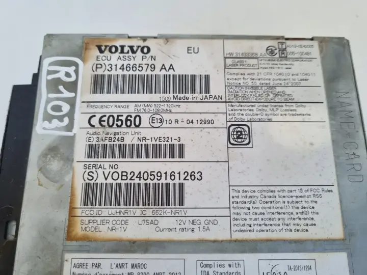 Volvo V40 II V60 S60 II CZYTNIK PŁYT CD radio nawigacja 31466579 31466579AA