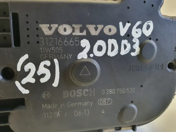 Volvo S60 II V60 2.0 D D3 PRZEPUSTNICA 31216665 bosch 0280750520