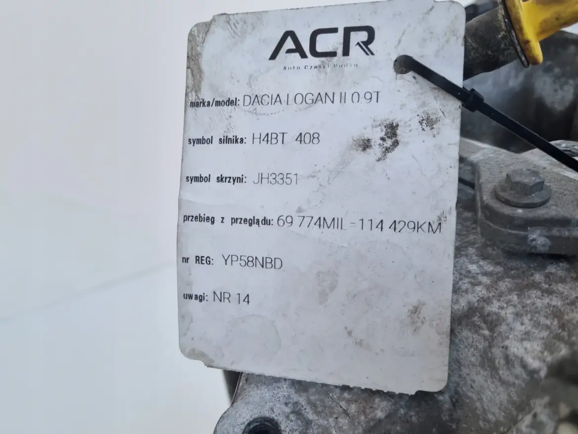 SILNIK KOMPLET Dacia Sandero II 0.9 0,9 T TURBO 90KM serwis 114tyś H4B408