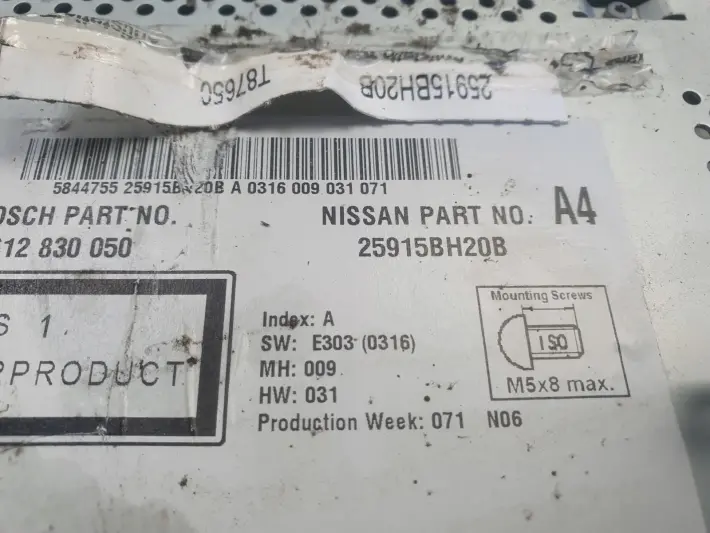 Nissan Juke RADIO CD Radioodtwarzacz Nawigacja ekran 25915BH20B