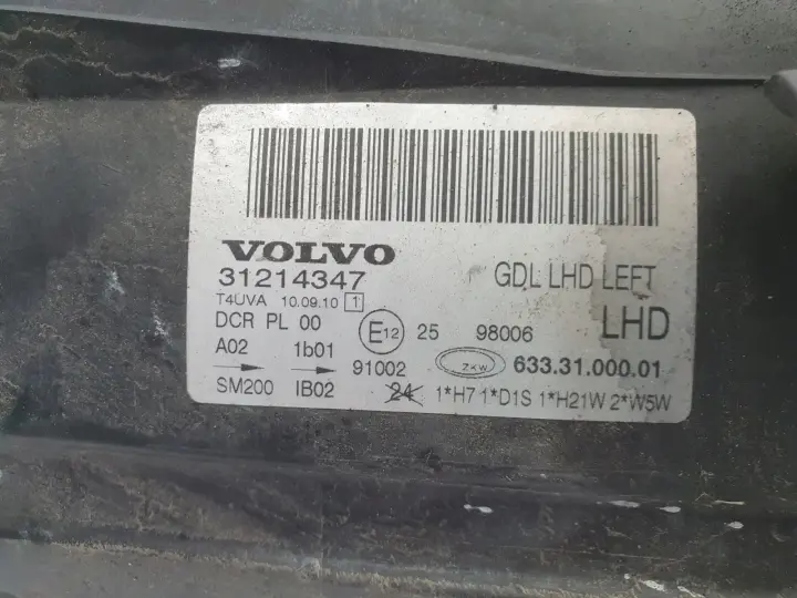 Volvo S80 II V70 III XENON KOMPLET PRZEDNIA LAMPA LEWA lewy przód 31214347