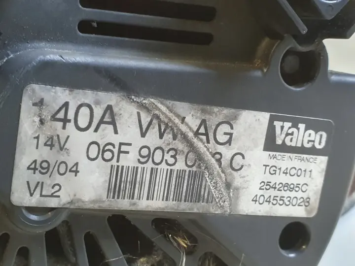 VW Golf V 1.9 TDI ALTERNATOR valeo 06F903023C 140A