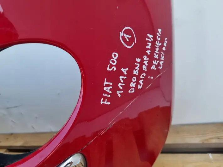 Fiat 500 KOMPLETNY PRZEDNI ZDERZAK przód CZWERWONY 111A 735426888