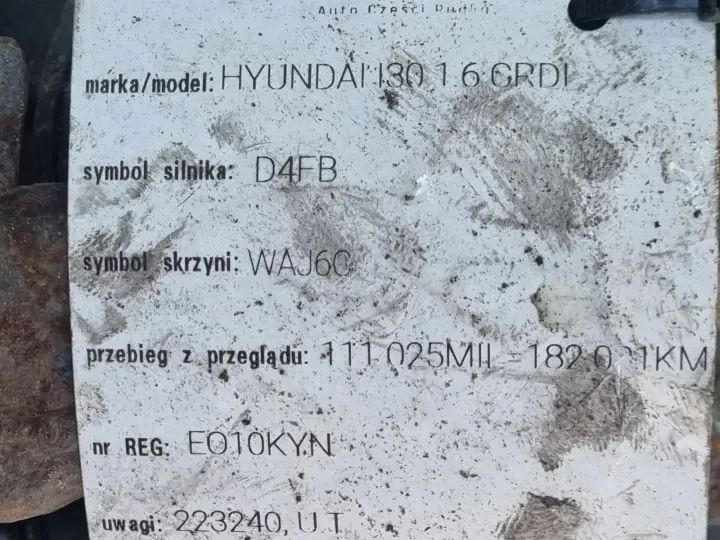 Hyundai I30 1.6 CRDI MANUALNA SKRZYNIA BIEGÓW manual WAJ6C