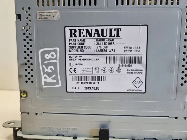 Renault Trafic III Captur EKRAN NAWIGACJI Wyświetlacz Radio 281150198R