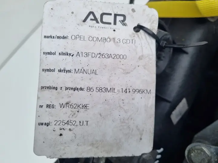 SILNIK KOMPLET Opel Combo D 1.3 CDTI 90KM serwisowany 141tyś A13DT 263A2000