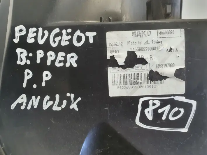 Peugeot Bipper 07-17r PRZEDNIA LAMPA PRAWA PRAWY PRZÓD anglik 1353197080