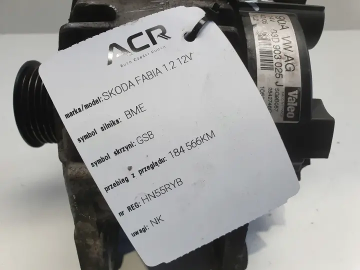Skoda Fabia I VW Polo IV 1.2 12V ALTERNATOR valeo 03D903025J