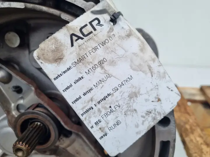Smart Fortwo 0.7 700 turbo MANUALNA SKRZYNIA BIEGÓW 0003478v002 tylko 59tyś