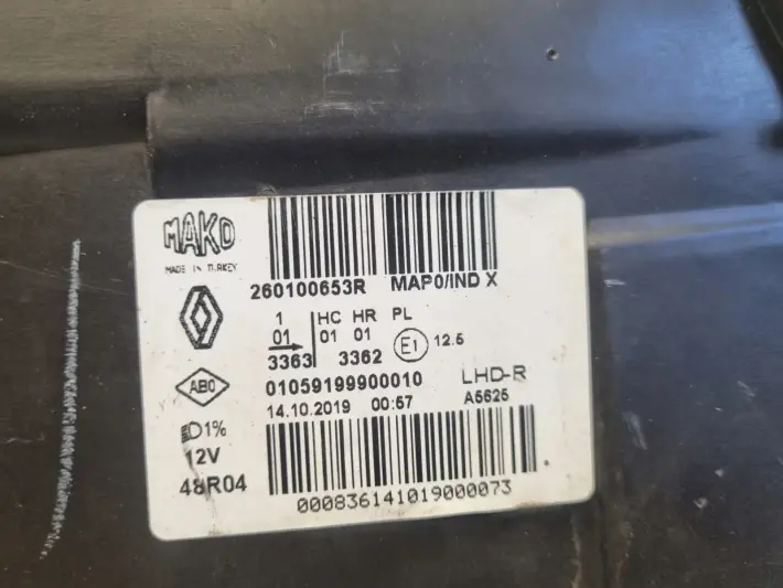 Renault Clio IV 16-20r LIFT PRZEDNIA LAMPA PRAWA PRAWY PRZÓD 260100653R