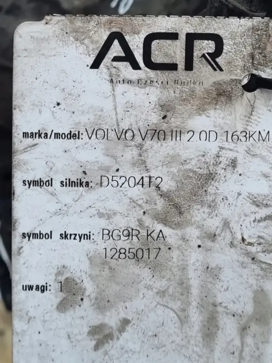 Volvo S60 II V60 2.0 D4 SKRZYNIA BIEGÓW manualna 1285017 BG9R-7002-KA