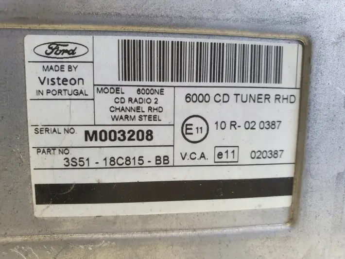 Ford Focus mk1 Transit mk6 RADIOODTWATRZACZ CD radio 6000CD 3S51-18C815-BB