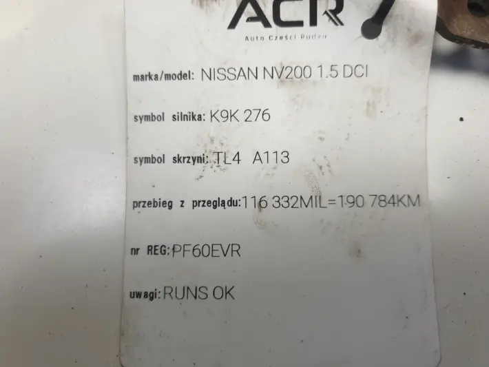 Nissan NV200 1.5 DCi TARCZA DOCISK sprzęgło