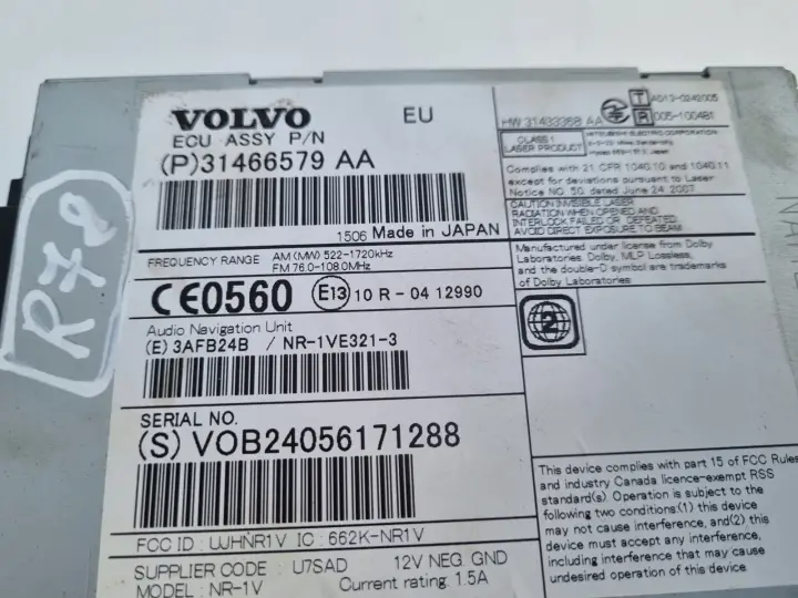 Volvo V40 II V60 S60 II CZYTNIK PŁYT CD radio nawigacja 31466579 31466579AA