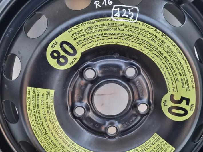 Audi Seat Vw Golf VI KOŁO DOJAZDOWE dojazdówka 125/70 R16 1K0601027S 5x112