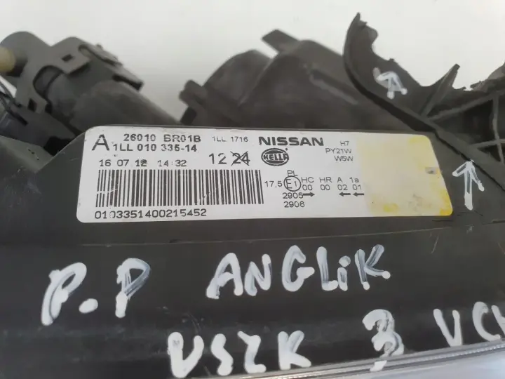 Nissan Qashqai J10 LIFT PRZEDNIA LAMPA LEWA LEWY PRZÓD 26010BR01B
