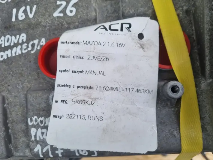 SILNIK KOMPL Mazda3 Mazda 3 BK 1.3 16V 84KM udokumentowane 117tyś ZJ ZJ-VE