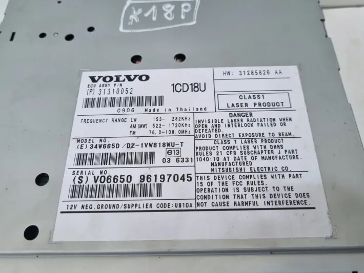 Volvo S40 II V50 RADIO CD radioodtwarzacz CZYTNIK PŁYT 31310052