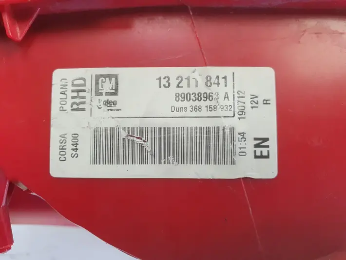 Opel Corsa D 3D 06-14r TYLNA TYLNIA LAMPA PRAWA PRAWY TYŁ 13211841 89038963