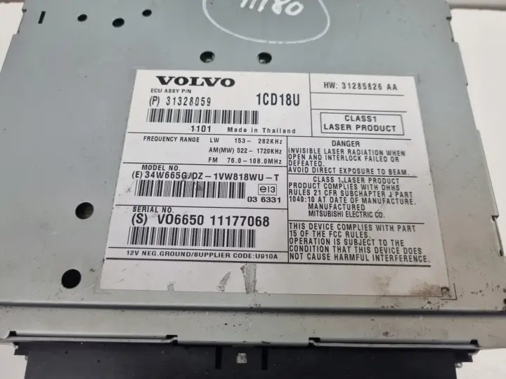 Volvo S40 II V50 RADIO CD radioodtwarzacz CZYTNIK PŁYT 31328059