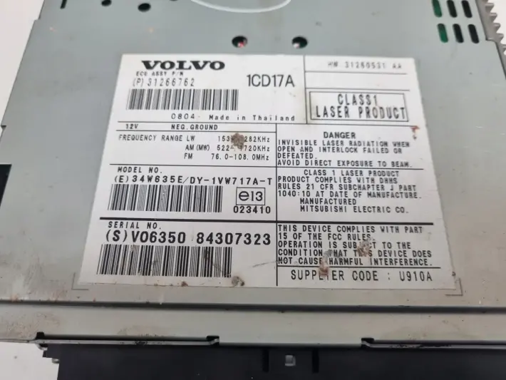 Volvo S40 II V50 RADIO CD radioodtwarzacz CZYTNIK PŁYT 31266762