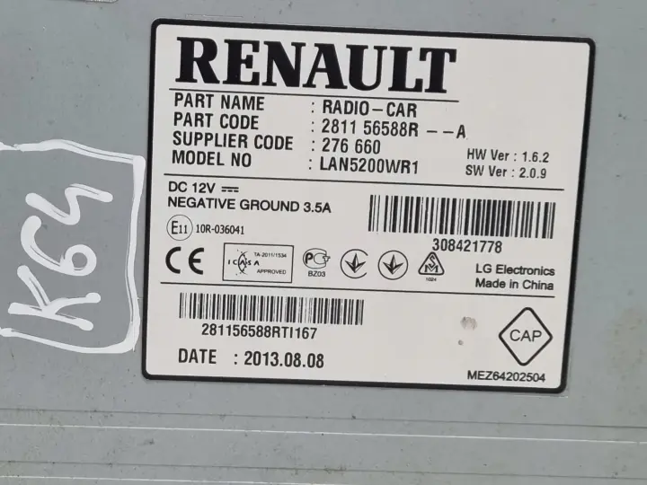 Dacia Duster Sandero RADIO CD NAWIGACJA Ekran wyświetlacz 281156588R