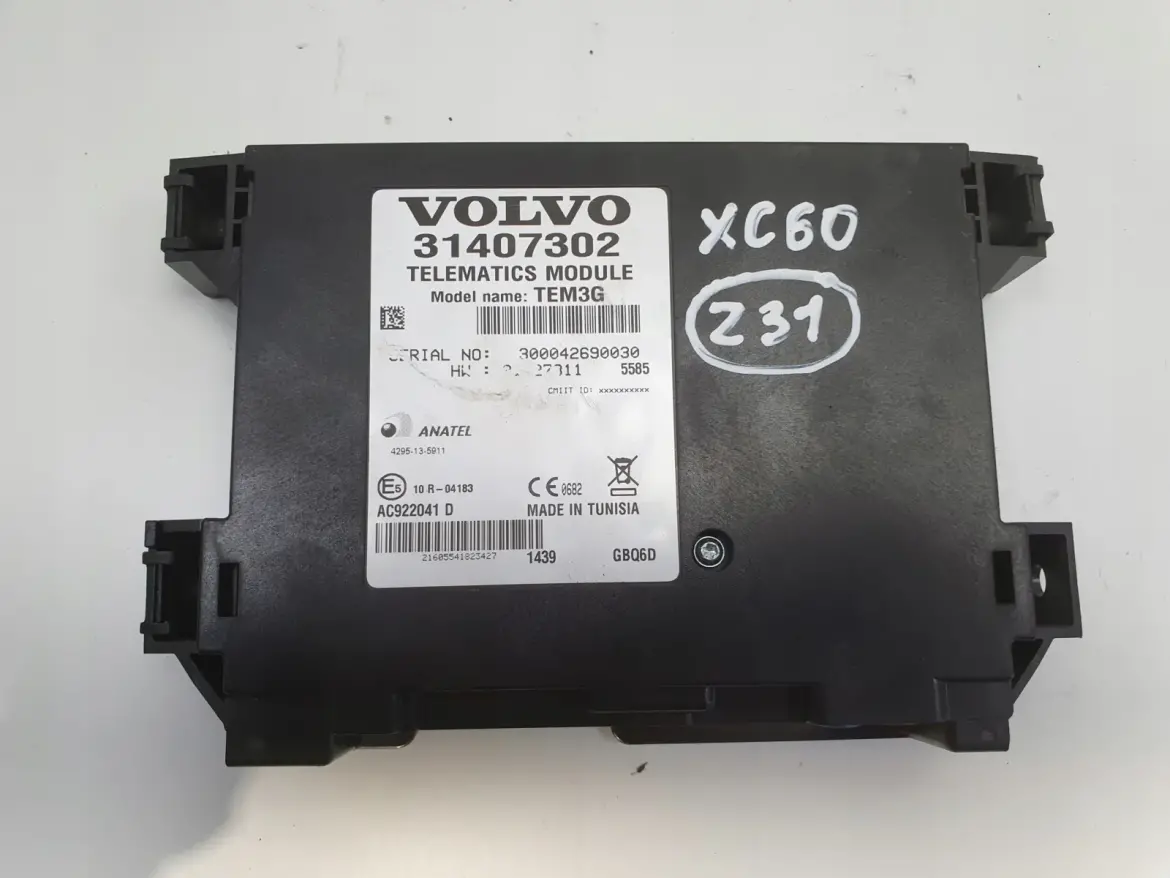 Volvo VOLVO V60 I S60 II XC60 I MODUŁ TELEFONU Sterownik 31407302