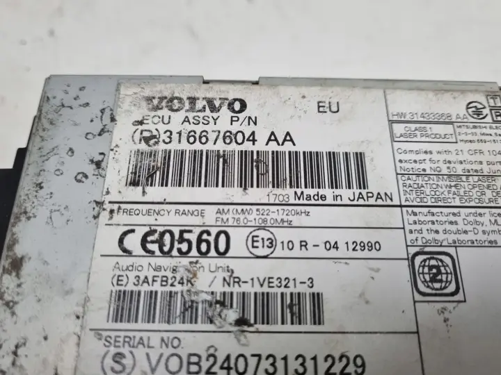 Volvo VOLVO V60 I S60 II V40 II CZYTNIK NAWIGACJI Radio 31667604 31667604AA